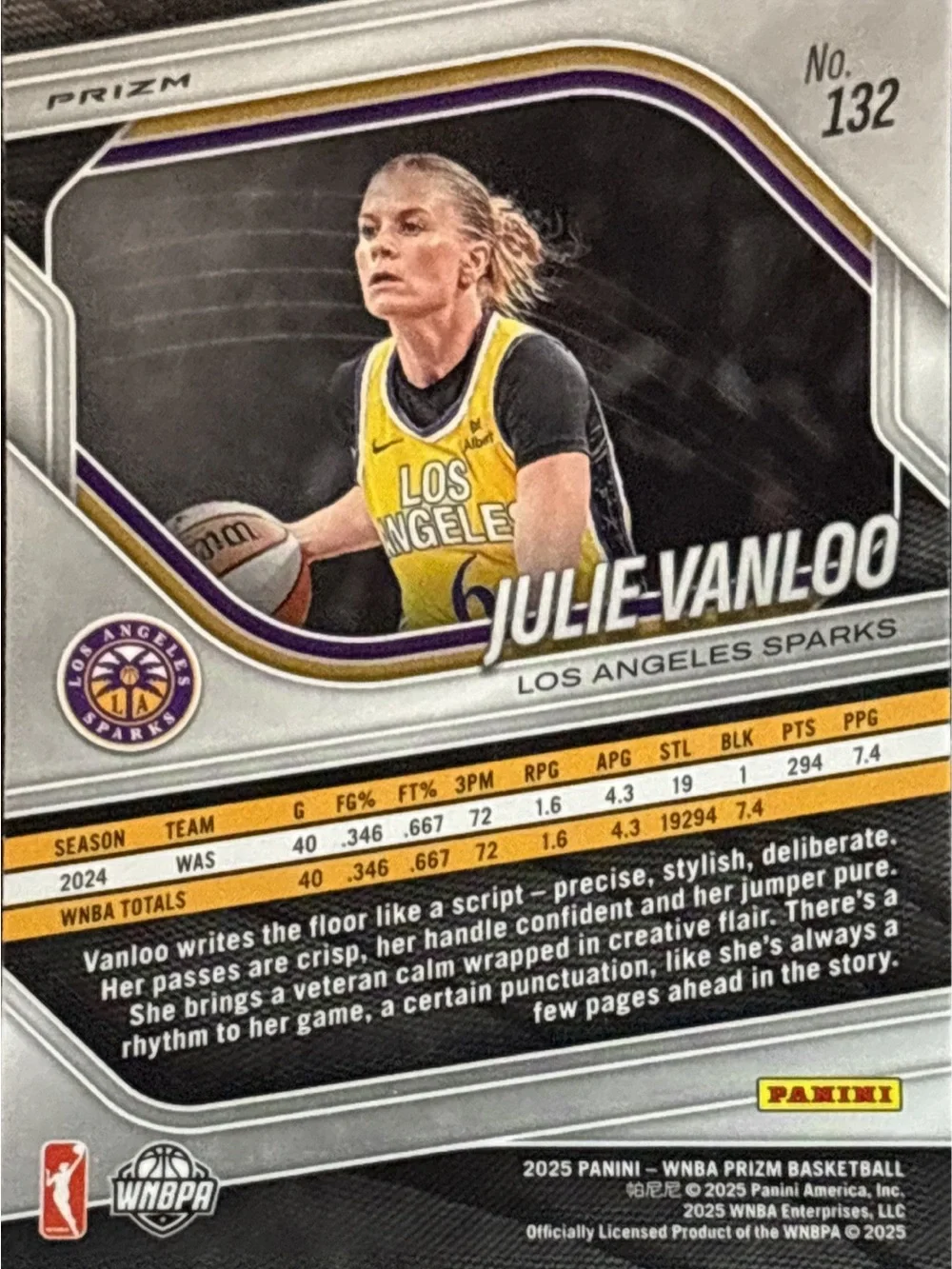Panini Prizm Green Los Angeles Sparks Julie Vanloo Trading Card